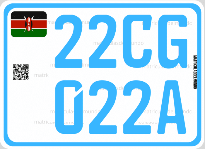 Matrícula de coche actual de Kenia para vehículo del gobierno