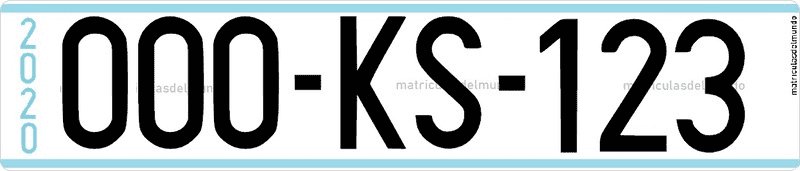 Matrícula neutra de Kosovo de 2020 y letras KS