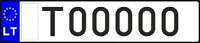 Matrícula de taxi de Lituania actual con letra T00000