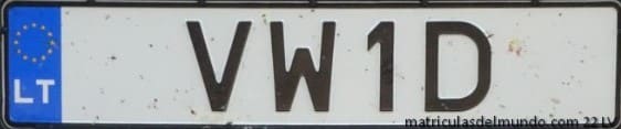 Matrícula personalizada de Lituania sin pegatina VW1D