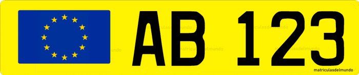 Example of a Luxembourg car license plate with European Union flag and letters AB123