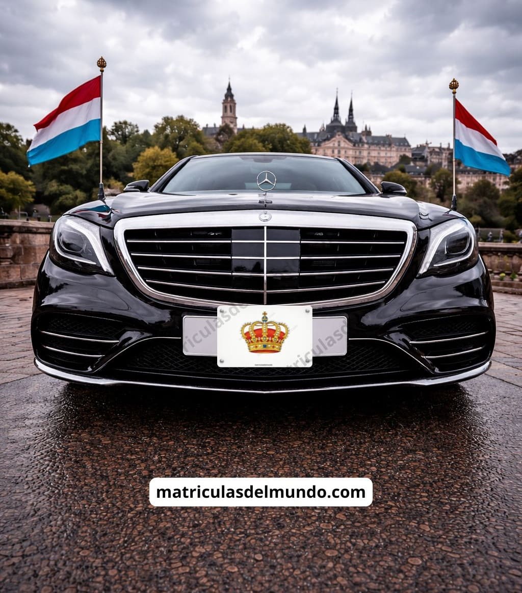 Official Luxembourg Mercedes with royal license plate and national flags