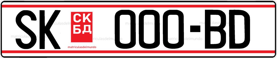 Matrícula antigua de Macedonia con rayas rojas de ejemplo