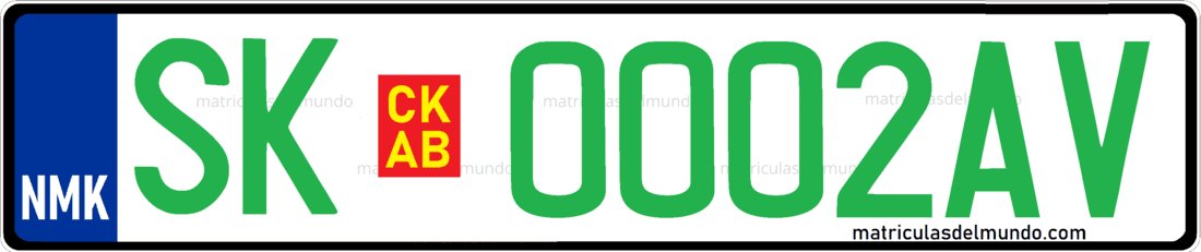 matricula macedonia del norte letras verdes