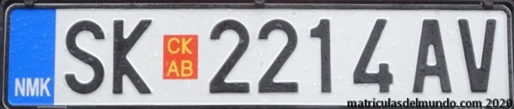 Matrícula de coche de Macedonia del Norte ordinaria actual