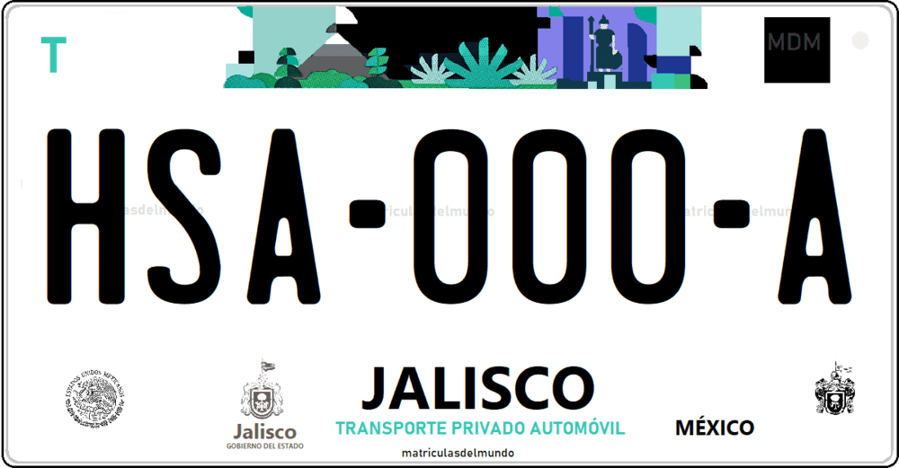 Placa de matrícula de Jalisco azul