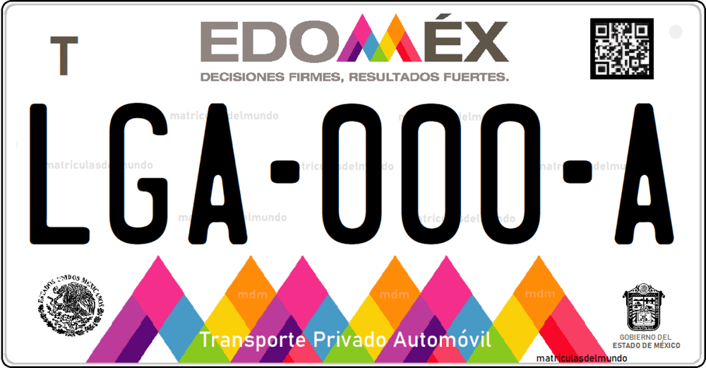 Placa de matrícula de Estado de México EDOMEX Decisiones Firmes Resultados Fuertes
