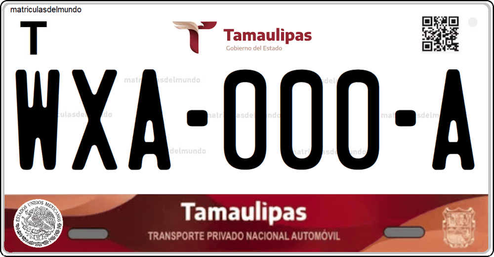 Placa de matrícula de Tamaulipas Goobierno del estado matriculasdelmundo