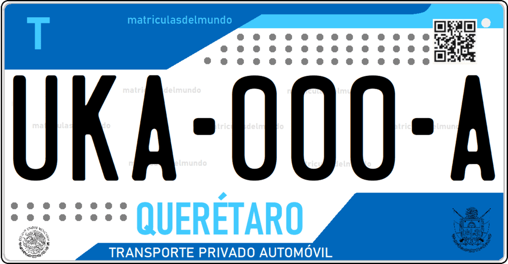 Placa de matrícula de Querétaro azul puntos grises