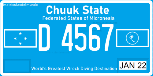 Matrícula de coche de los Estados Federados de Micronesia actual en Oceanía
