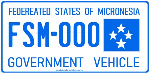 Matrícula actual de los Estados Federados de Micronesia del Gobienro FSM