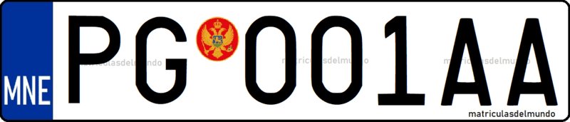 matrícula de camion de Montenegro para remolque PG 001AA escudo