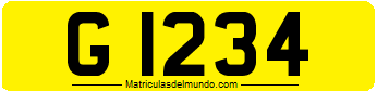 Matrícula de coche de Montserrat para vehículo gobierno letra G amarilla