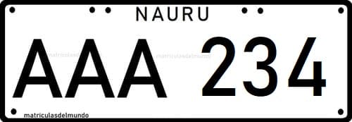 Matrícula de coche de Nauru actual en Oceanía