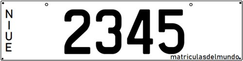 Current vehicle license plate in Niue, Oceania