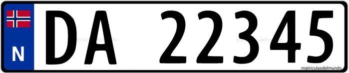 Matrícula de Noruega de coche ordinaria con 5 números