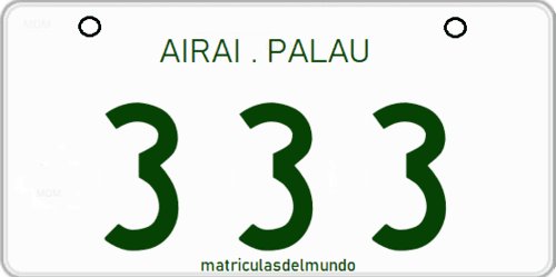 Matrícula actual de Airaien Palau Matrículas actuales de Airai en Palau