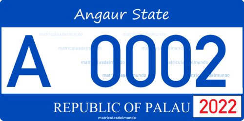 Current vehicle license plate in Palau in Oceania