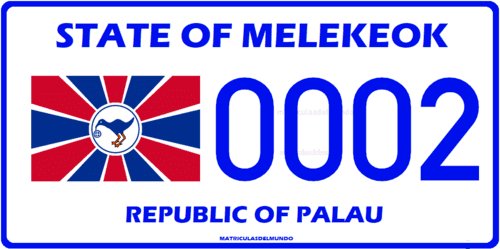 Matrícula actual de MelekeokPalau Matrículas actuales de Melekeok en Palau con bandera