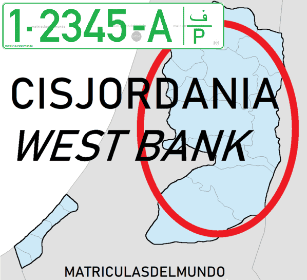 Mapa de las matrículas de Cisjordania