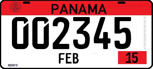 Panama car license plate from 2015 with red band