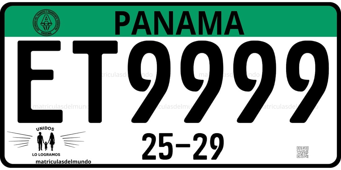 Matrícula de coche de Panamá en centroamérica con fondo rojo