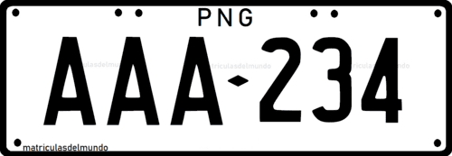 Matrícula de coche de Papúa Nueva Guinea actual en Oceanía
