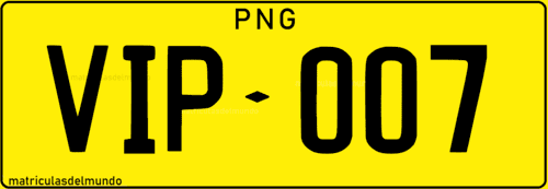Matrícula de Papúa Nueva Guinea personalizada VIP007