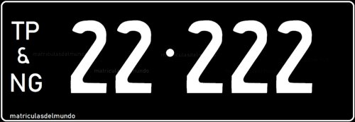 Old Papua New Guinea license plate black background 22222 until 1973