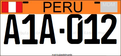 Peru orange bus license plate