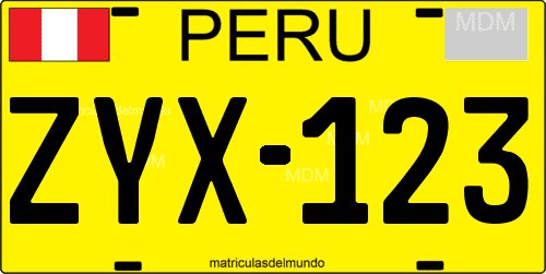 Peru commercial vehicle license plate
