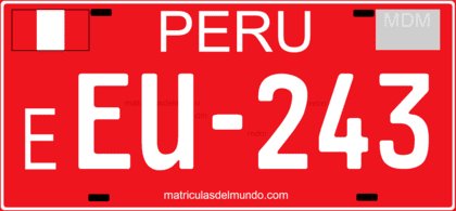 Peru emergency vehicle license plate