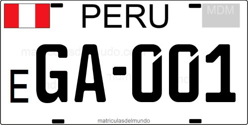 Peru government license plate