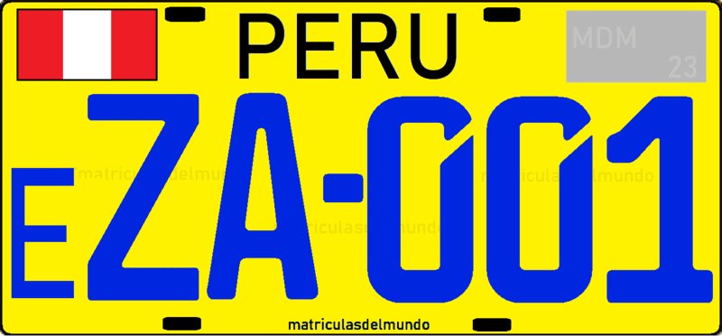Peru temporary import license plate