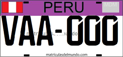 Peru tourist transport vehicle license plate violet