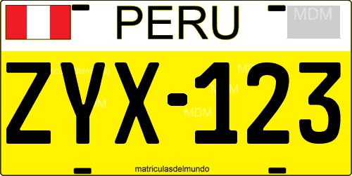 Peru yellow trailer license plate