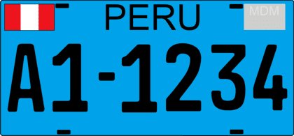 Peru blue motorcycle license plate