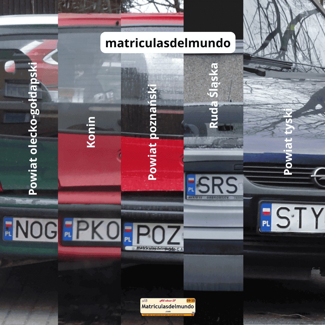 Matrículas de coche de Polonia SRS, NOG, STY, POZ, PKO