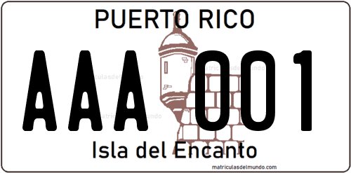 matricula americana de Puerto Rico actual de ejemplo