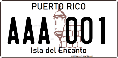 Matrícula de coche de Puerto Rico La Isla del Encanto de ejemplo