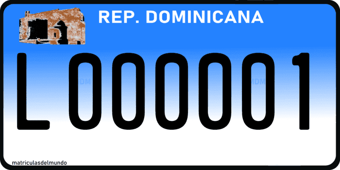 Matrículas de República Dominicana actual azul camioneta
