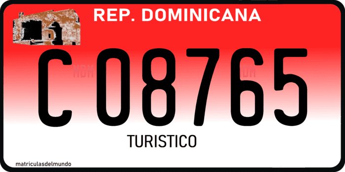 Dominican Republic red license plate