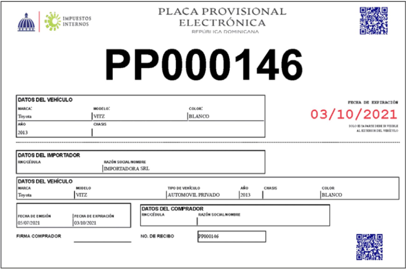 Exibit license plate from Dominican Republic with letters PP