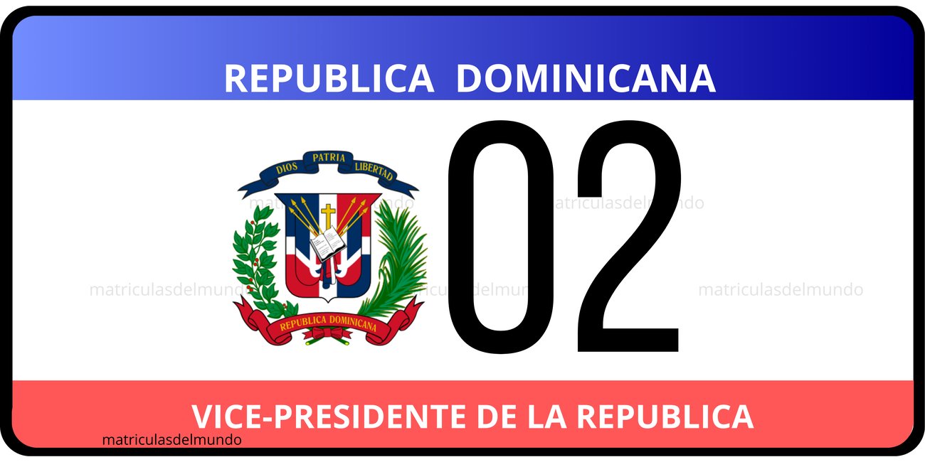 Dominican Republic exempt Vice President license plate example