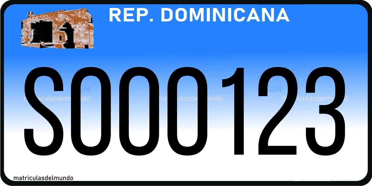 Dominican Republic blue dump truck license plate