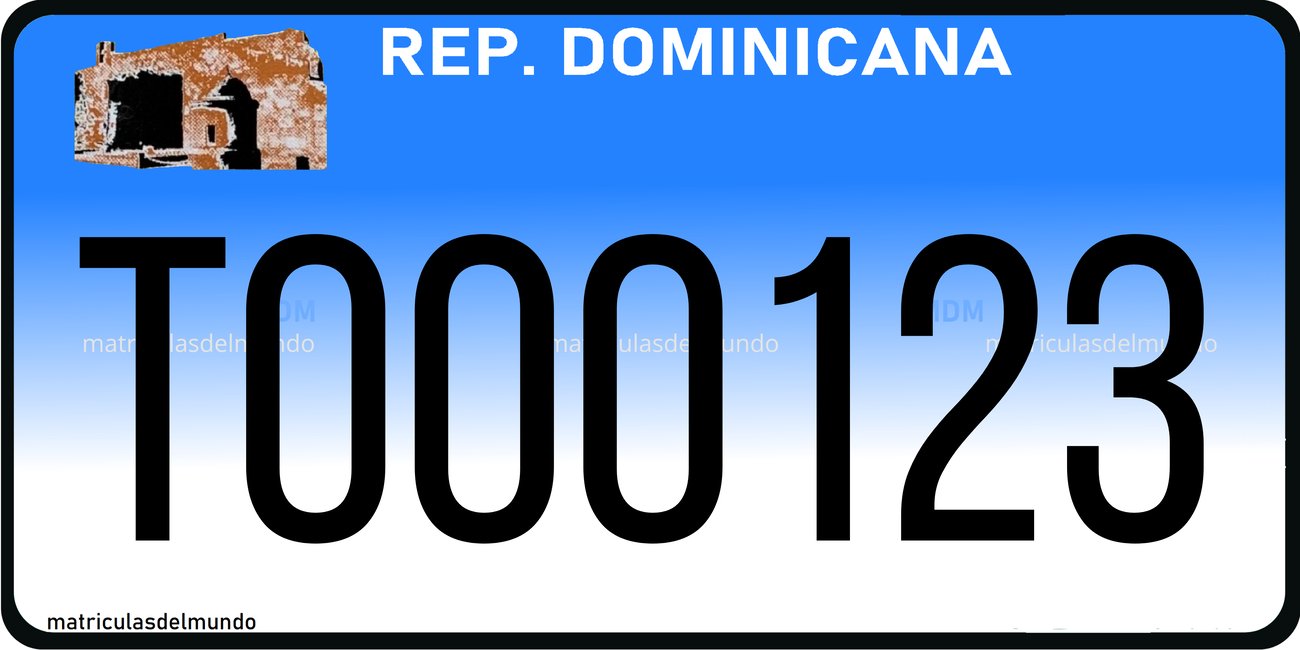 Dominican Republic blue urban public car license plate