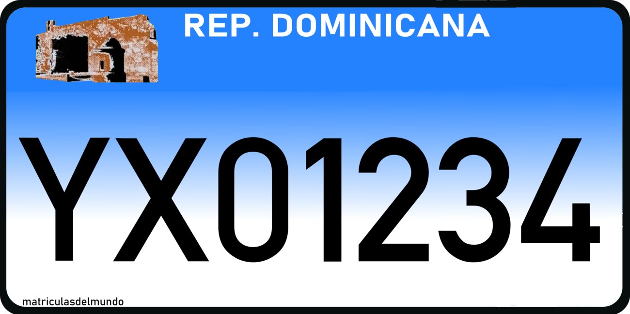 Dominican Republic exempt Temporary Assignment license plate example