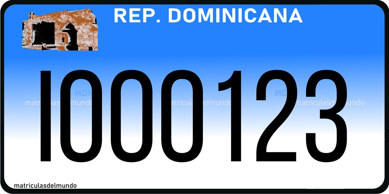 Dominican Republic blue private bus license plate