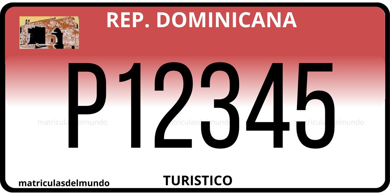 Dominican Republic red tourist bus license plate