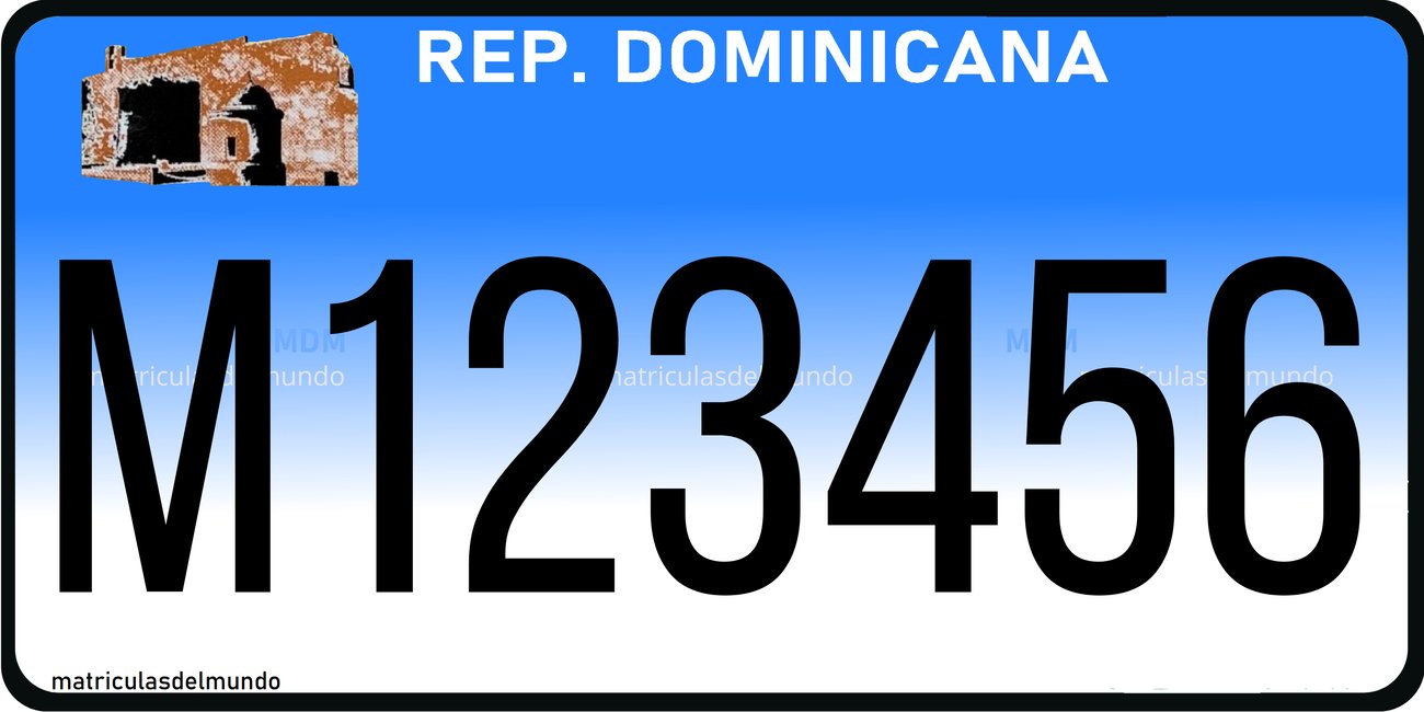 Dominican Republic blue funeral vehicle license plate
